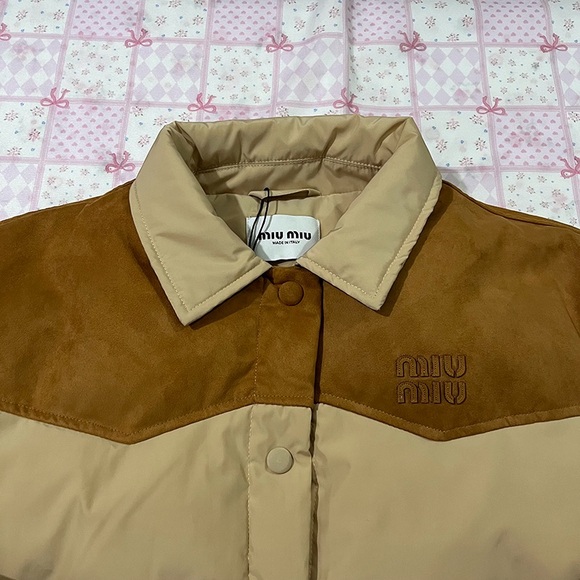 Miu Miu Patchwork Lapel Down Jacket - Picture 2 of 13